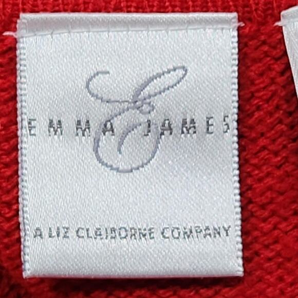 Emma James Sweater Womens Medium Red Zip Cardigan Reindeer Christmas Holiday - Picture 11 of 14